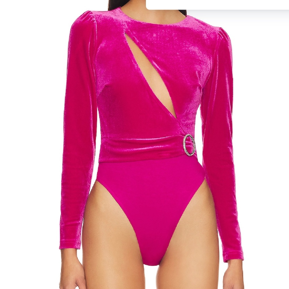 REVOLVE Pink Velvet Bodysuit
